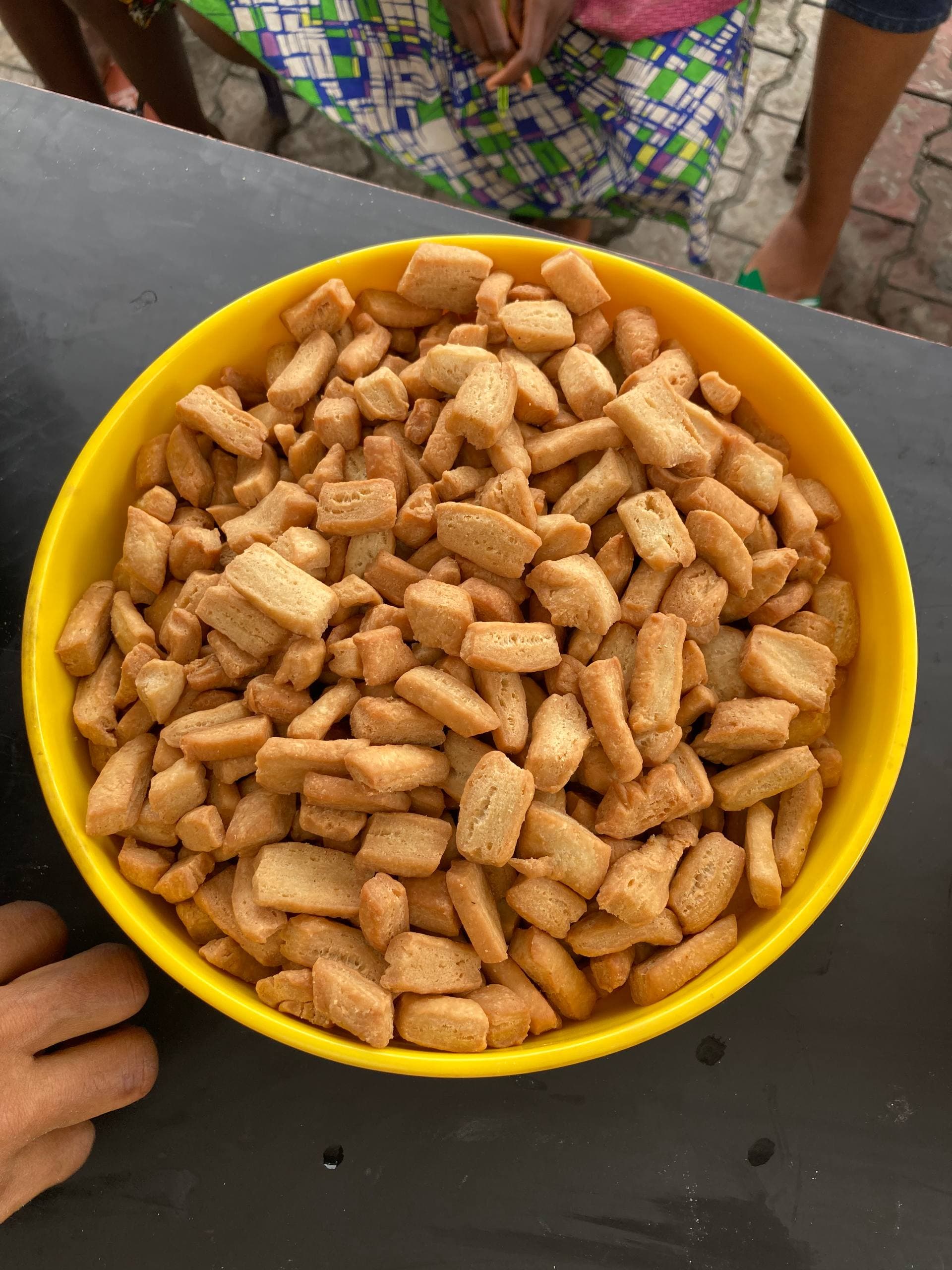 A bowl of finished baked snacks made during training